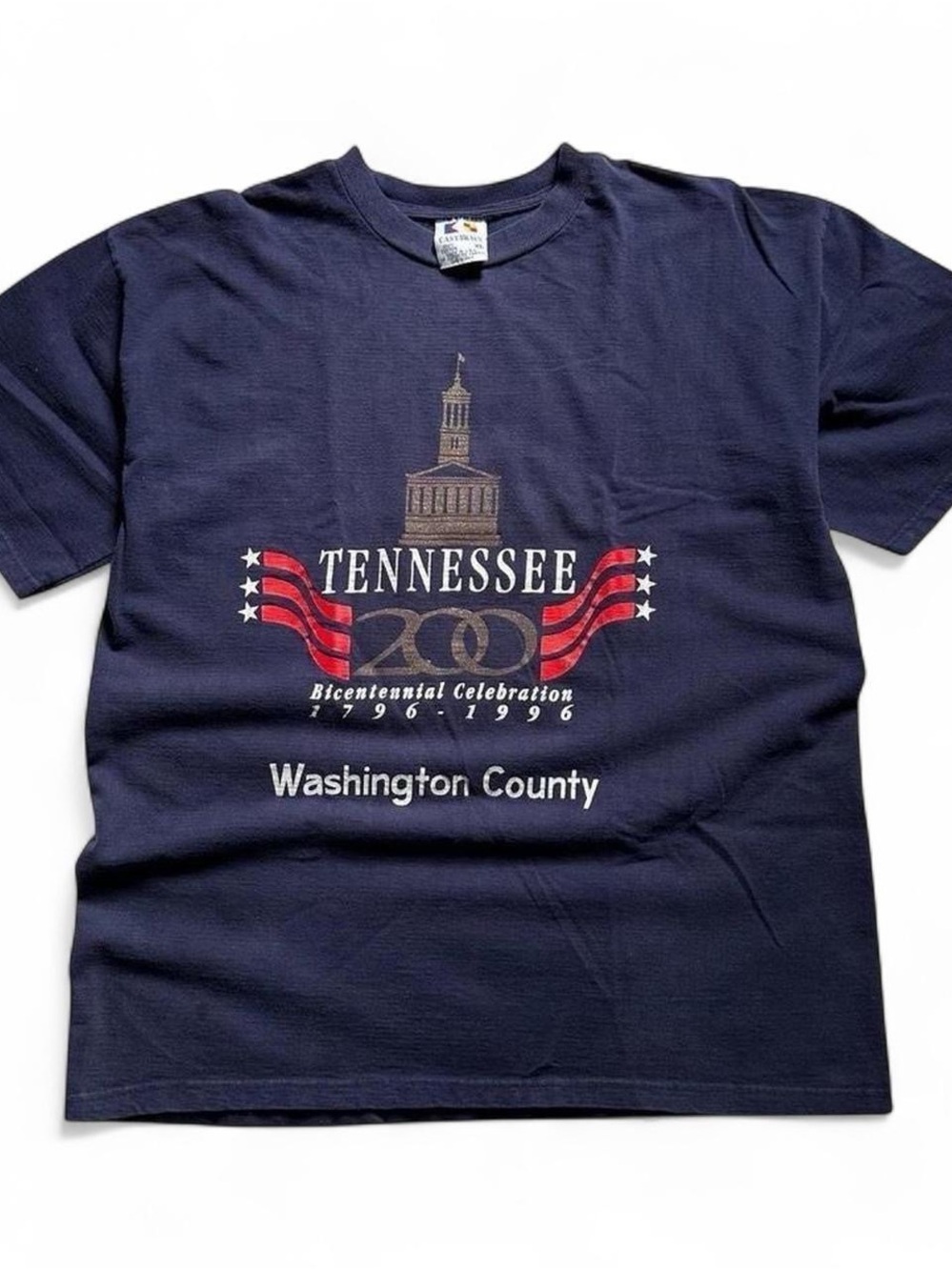 Vintage 1990s Tennessee Bicentennial Washington County Navy Graphic Tee XL